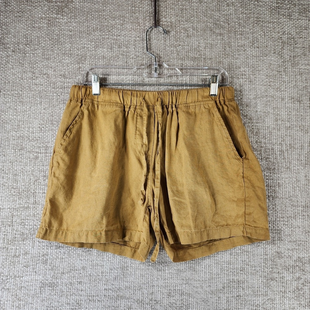 Parachute 100% Linen Shorts Womens M Gold‎ Pullon Beach Coastal Cottagecore